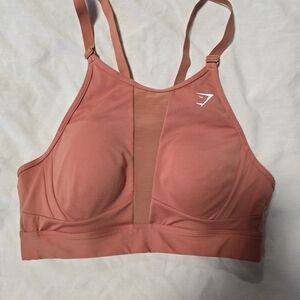 Gymshark Pink Sports Bra with Adjustable Straps and Front Zip